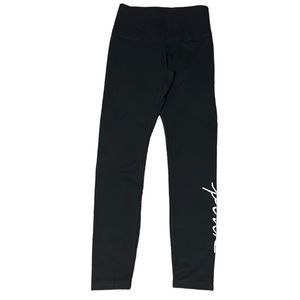 PINK Victoria’s Secret Leggings Woman’s M Black White Cursive Spellout Yoga NWT